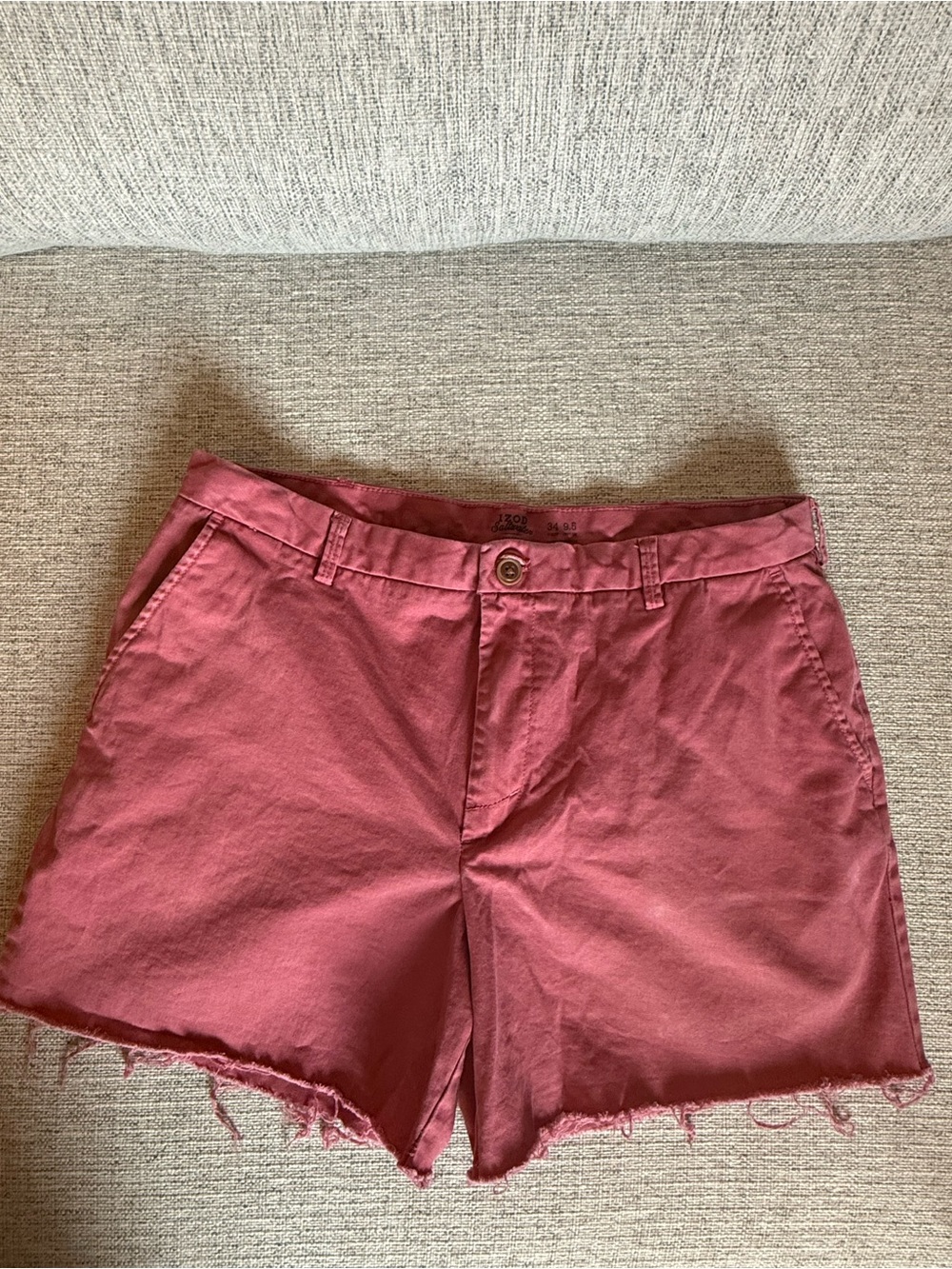 IZOD Saltwater Women’s 34 Coral Chino Shorts Raw Hem Cutoff Casual